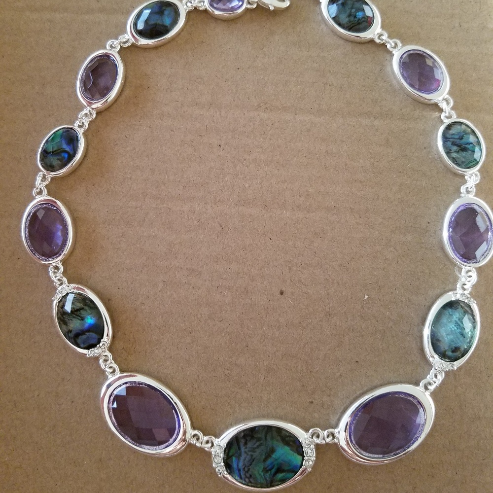 Abalone statement  Necklace One Size Silver tone
